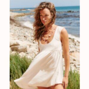 Free People Beach Mazarine Mini Dress  Ivory Sleeveless Babydoll Dress